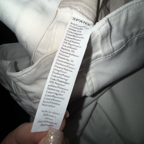 NEW SPANX BRIGHT WHITE Stretch Twill Cropped Wide Leg Pant POCKETS SZ S - Picture 8 of 15